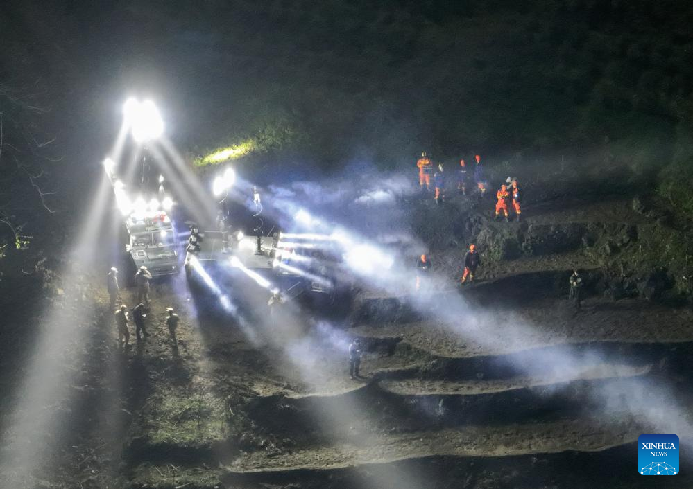 Rescuers make all-out efforts to find survivors after landslide in SW China