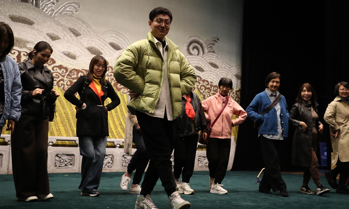 A group of middle-aged women from the social club Funclub learned basic Peking opera movements to enrich their cultural lives on November 5, 2024. Photo: Courtesy of Liu Jing